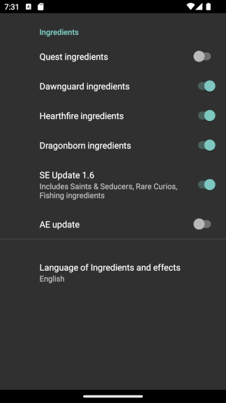 Settings Screen